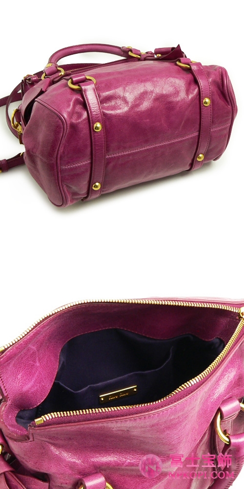 ミュウミュウ MIUMIU ハンドバッグ/ななめがけバッグ 2Way ショルダーストラップ付き レザー ピンクパープル RT0438 VITELLO LUX MALVA